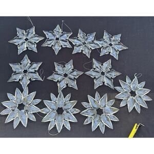 11 Vintage Gorgeous Sparkle Floral Snowflake Christmas Ornaments Snow Tree 5”